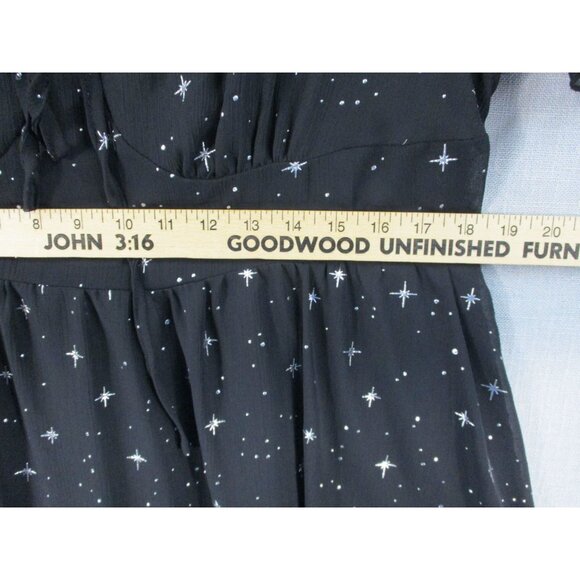 Cider Womens Starry Night Dress 1XL Black Sheer Short Sleeve Empire Waist - Picture 4 of 14